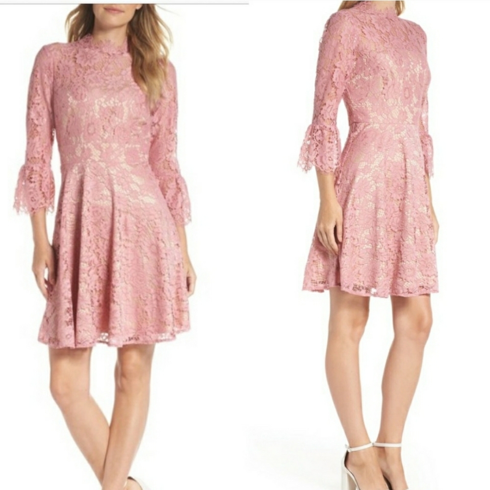 NWT Eliza J. Bell Sleeve Lace Fit and Flare Dress